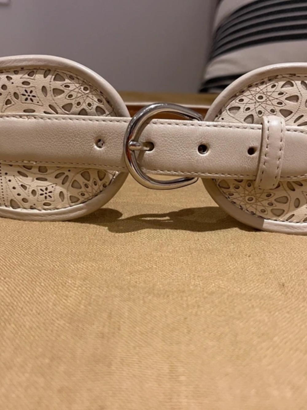 W Kleinberg large white leather belt size XS